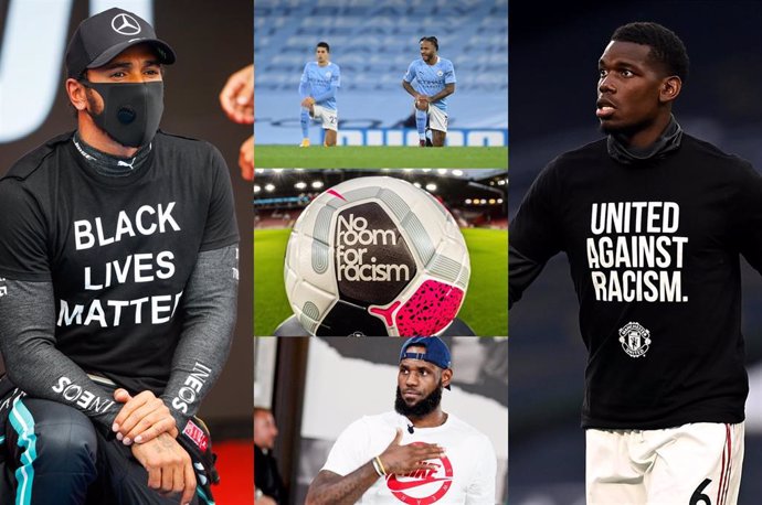 Montaje fotográfico sobre deportistas en contra del racismo en 2020