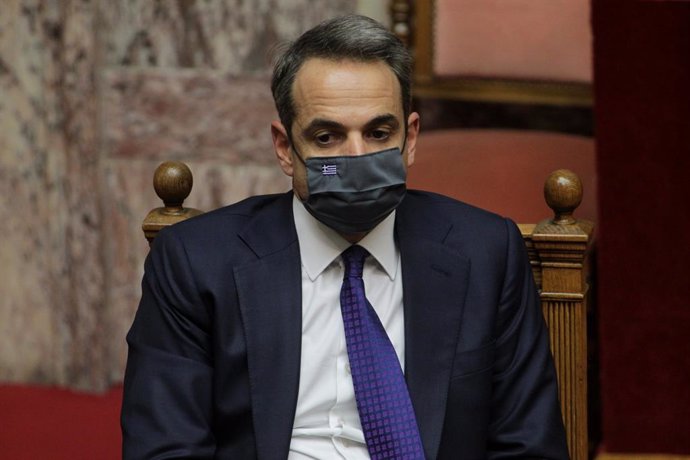 15 December 2020, Greece, Athens: Greek Prime Minister Kyriakos Mitsotakis attends a session at the Greek parliament to debate the country's draft budget for 2021. Photo: Aristidis Vafeiadakis/ZUMA Wire/dpa