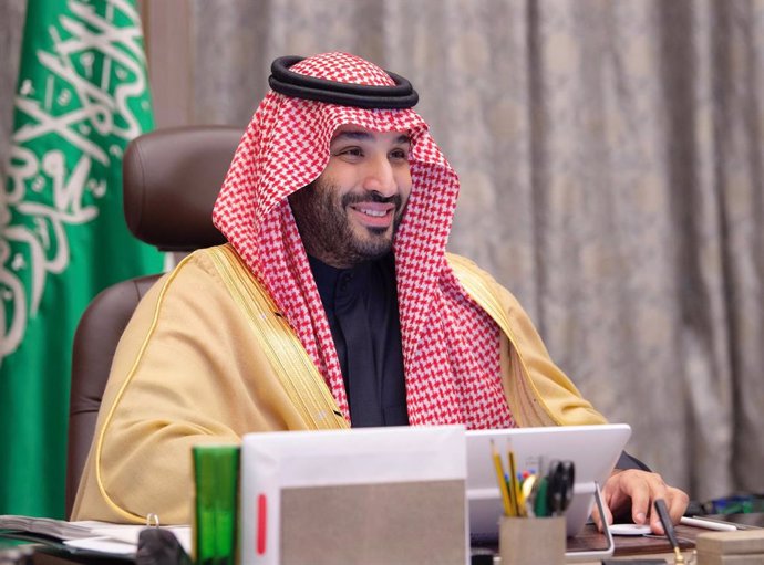 24 December 2020, Saudi Arabia, Riyadh: Saudi Crown Prince Mohammed bin Salman attends a video conference meeting of the Saudi-Bahraini Coordinating Council. Photo: -/Saudi Press Agency/dpa