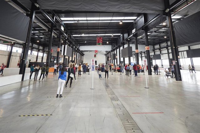 Recinto Ferial de Navarra, en Pamplona, donde el Departamento de Salud del Gobierno de Navarra realiza pruebas PCR de detección del Covid-19.