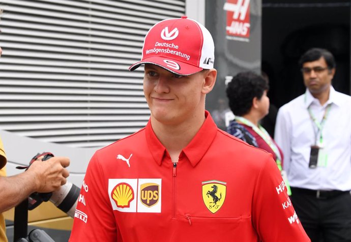 27 July 2019, Baden-Wuerttemberg, Hockenheim: German Formula One driver Mick Schumacher of Prema Theodore Racing Team arrives to the Hockenheimring racing circuit ahead of the 2019 Grand Prix of Germany race, scheduled to take place on 28 July 2019. Pho