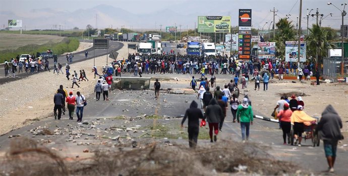 Imagen de las protestas y bloqueos por la Ley Agraria en Perú