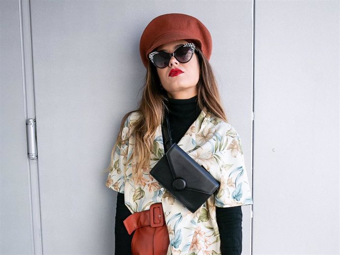 Sara Fructuoso wears Asos shoes, Zara trousers and Bershka handbag and sunglasses during the Mercedes Benz Fashion Week Madrid Autumn/Winter 2019-20 at Ifema on January 27, 2019 in Madrid, Spain.