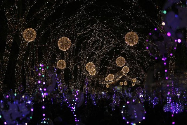 Encendido oficial de las luces de Navidad en Palma, en la Plaza de la Reina, en Palma de Mallorca.