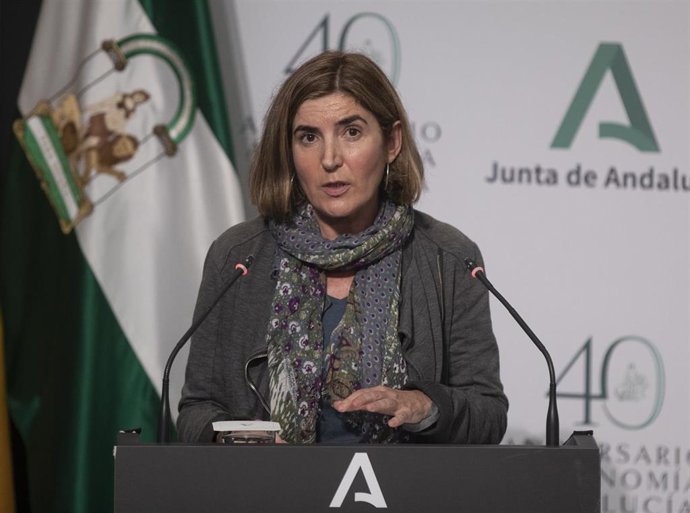 La consejera de Empleo y Trabajo Autónomo, Rocío Blanco, en una rueda de prensa posterior al Consejo de Gobierno de 17 de noviembre.