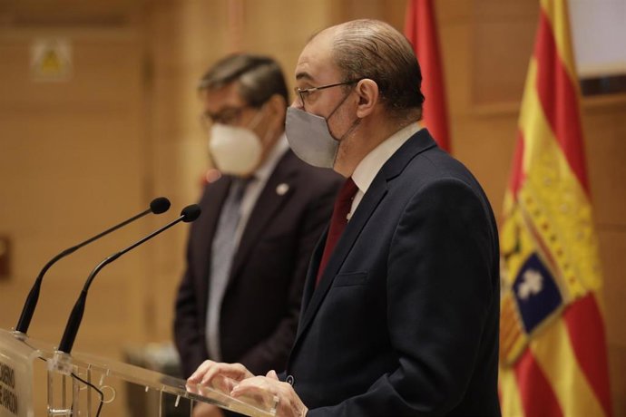El presidente del Gobierno de Aragón, Javier Lambán, y el vicepresidente, Arturo Aliaga.