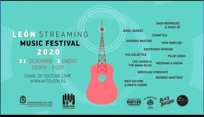 Cartel del evento León Streaming Music Festival organizado por el Ayuntamiento de León y Organ Solo.