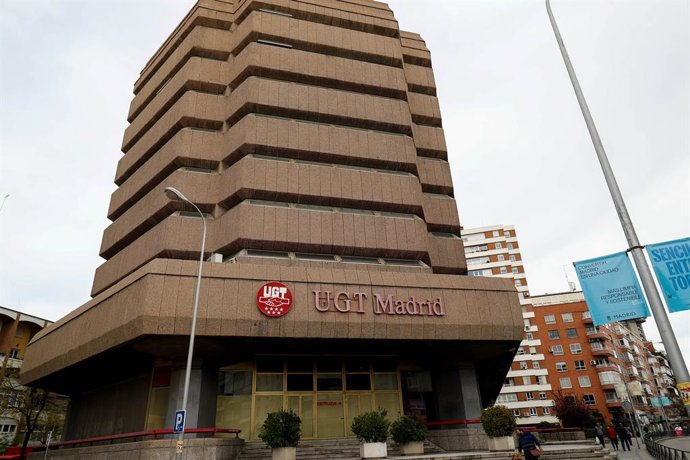 Fachada de la sede de la Unión General de Trabajadores, el sindicato UGT en Avenida de América, 25, Madrid (España), a 30 de noviembre de 2020.