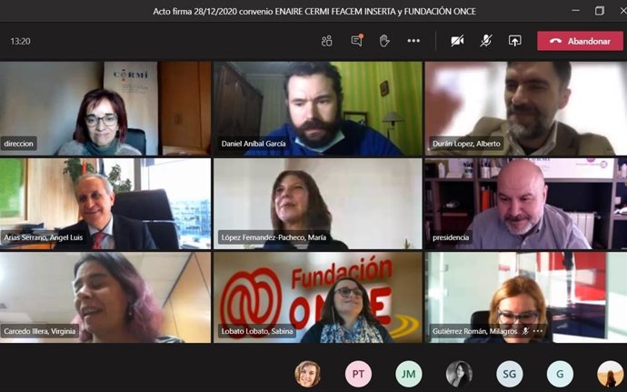Enaire, el Comité Español de Representantes de Personas con Discapacidad (CERMI), Fundación ONCE, Inserta Empleo y la Federación Empresarial Española de Asociaciones de Centros de Empleo (FEACEM) unidos por la empleabilidad del colectivo