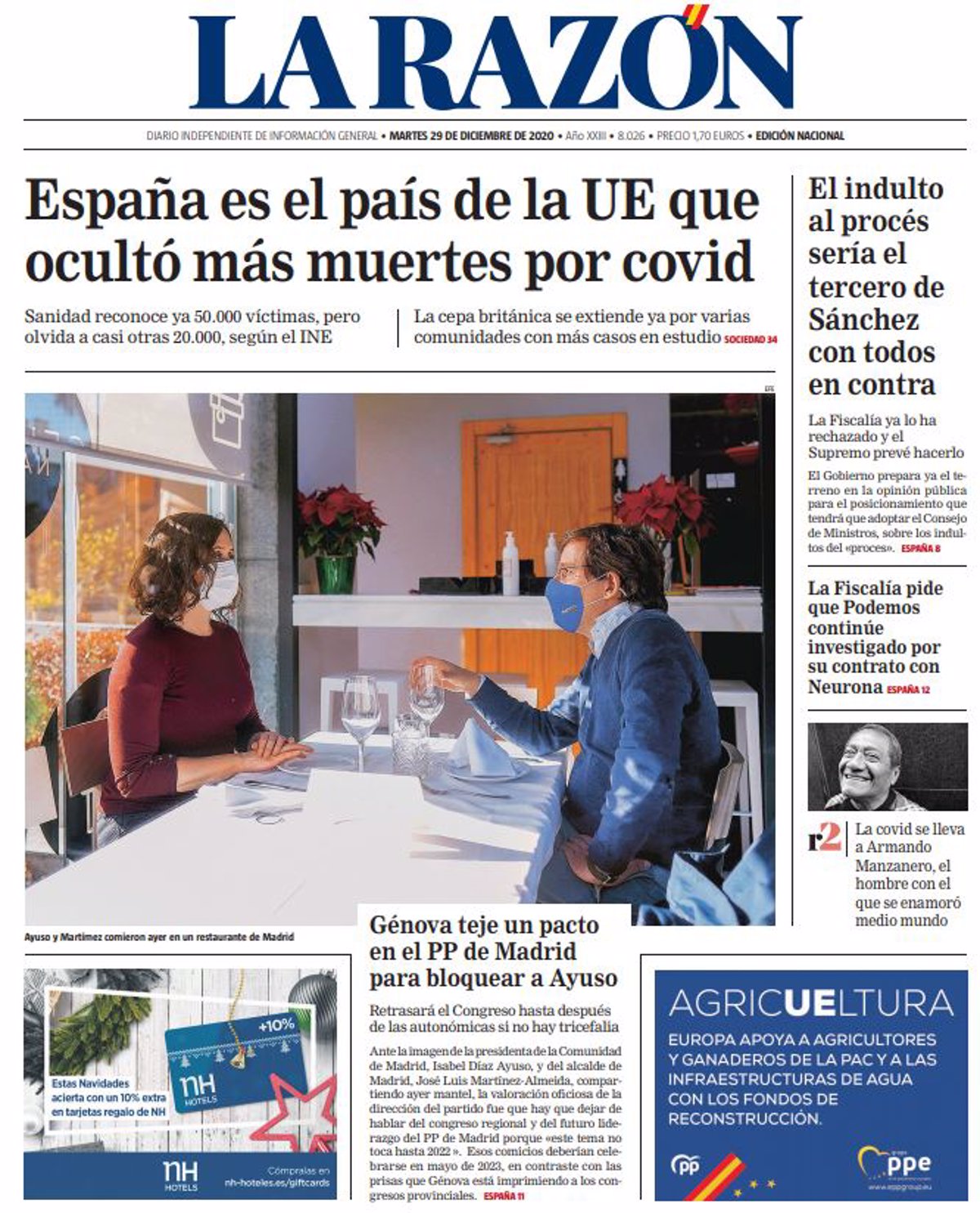 Las Portadas De Los Periódicos Del Martes 29 De Diciembre