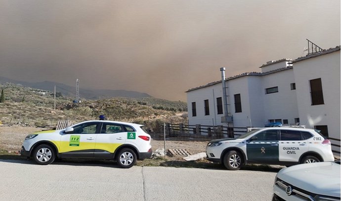 Imagen del lunes del incendio en Órgiva (Granada)