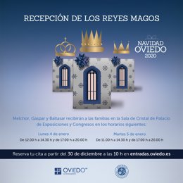 Cartel de recepciones de los Reyes Magos en Oviedo