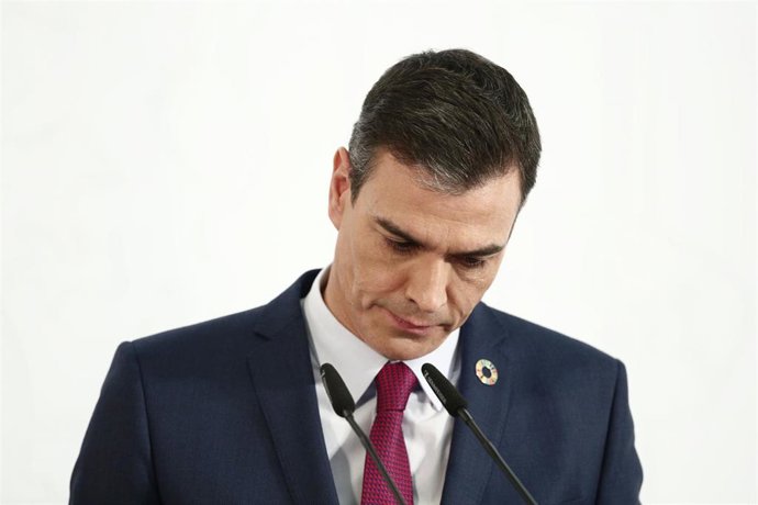 El presidente del Gobierno, Pedro Sánchez, en rueda de prensa
