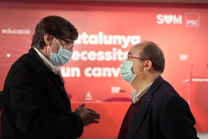 El ministre de Sanitat, Salvador Illa, i el primer secretari del PSC, Miquel Iceta.