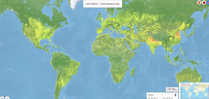 Mapa mundial de subsidencia del terreno