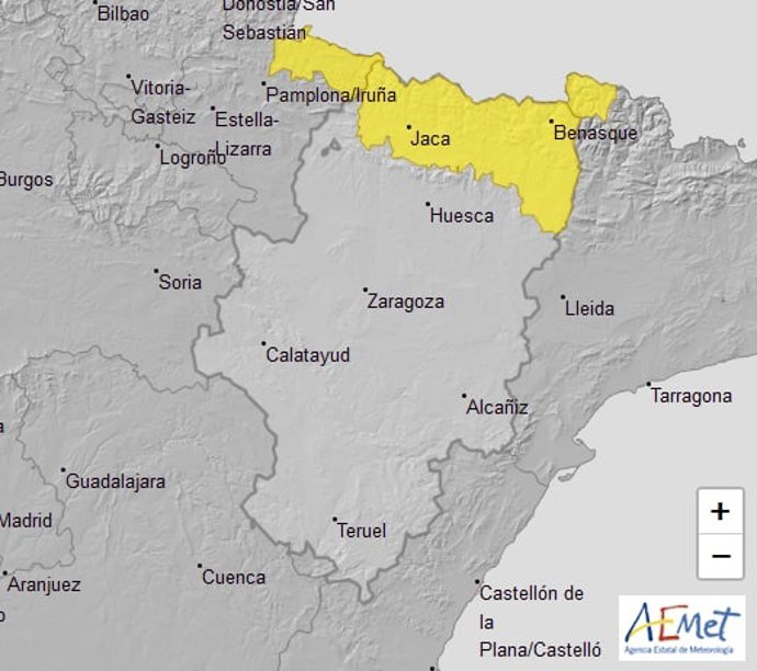 Aviso amarillo por riesgo de aludes en el Pirineo de Huesca.