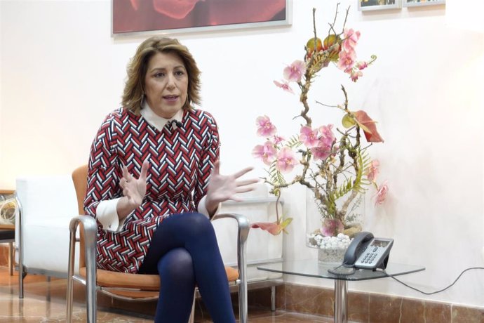La secretaria general del PSOE-A, Susana Díaz, en una entrevista con La 1 de TVE.