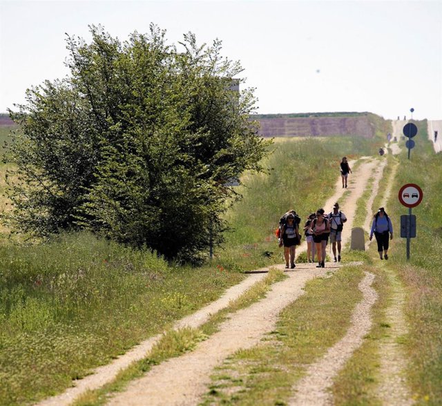 Mujeres realizan el Camino de Santiago.