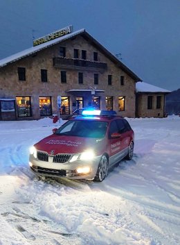 Vehículo de la Policía Foral este lunes.