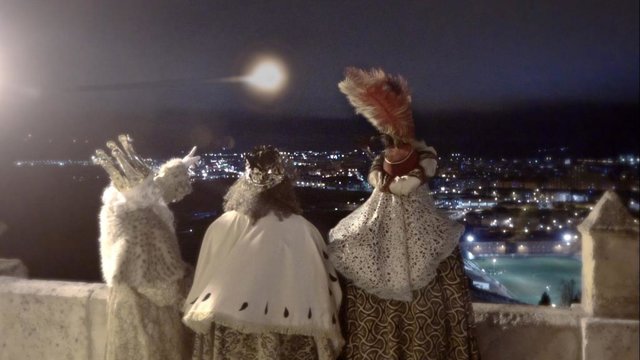 Imagen del vídeo de la visita de los Reyes Magos a la capital palentina.