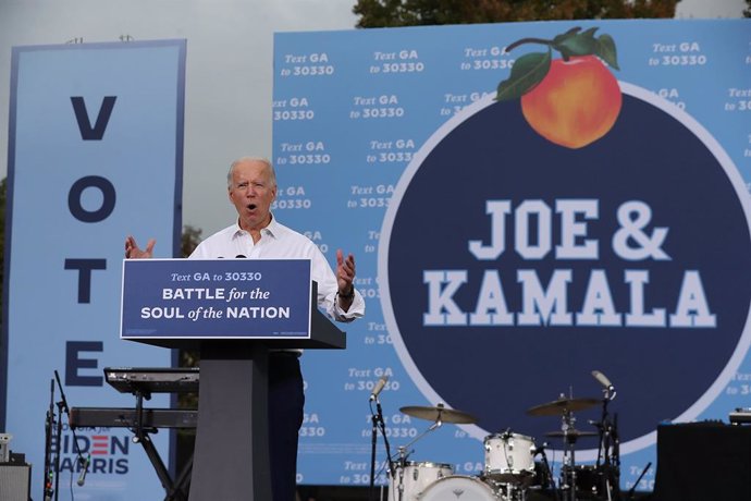 El candidato presidencial demócrata Joe Biden durante un acto de campaña en Atlanta, en Georgia.