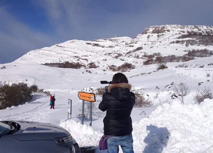 Nevada en un puerto de montaña de la provincia de Burgos