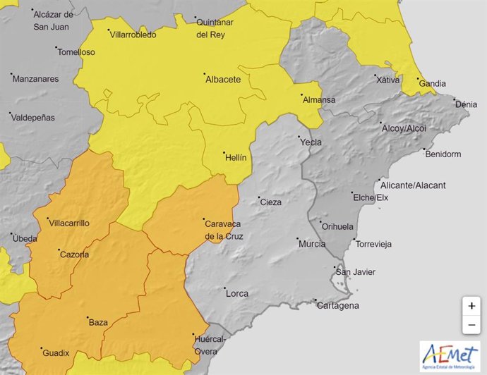 Imagen del aviso naranja activo en el Noroeste