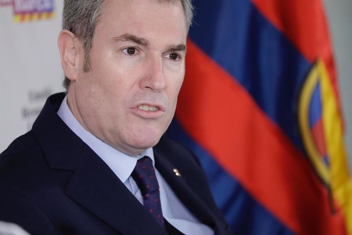 El precandidato a la presidencia del FC Barcelona Emili Rousaud, en un acto de 'Els millors, al Bara'