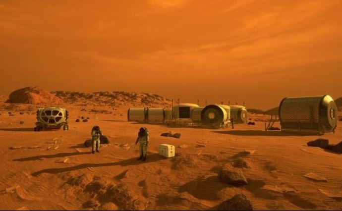 Este concepto representa a los astronautas y los hábitats humanos en Marte. El rover Mars 2020 de la NASA llevará una serie de tecnologías que podrían hacer que Marte sea más seguro y más fácil de explorar para los humanos.