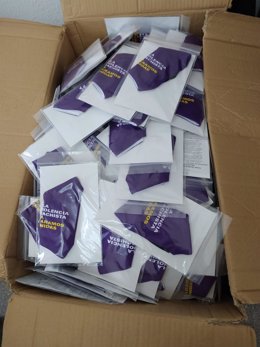 Mascarillas distribuidas por la Delegación del Gobierno en La Palma para sensibilizar en la lucha contra la violencia de género