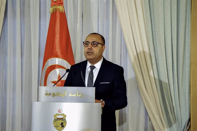 03 September 2020, Tunisia, Tunis: Newly appointed Tunisian Prime Minister Hichem Mechichi speaks during the government handover ceremony. Photo: Chokri Mahjoub/ZUMA Wire/dpa