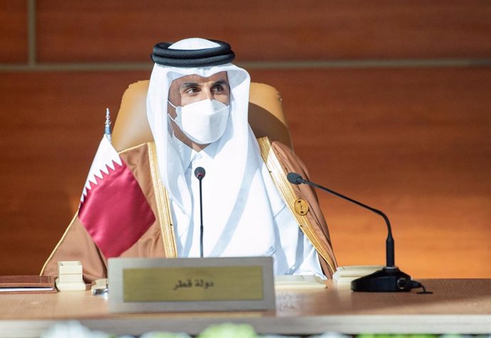 El emir de Qatar, Tamim bin Hamad bin Jalifa al Zani, durante una cumbre del Consejo de Cooperación para los Estados Árabes del Golfo (CCG) en Arabia Saudí