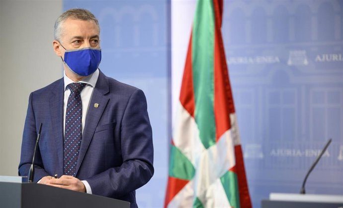 El Lehendakari, Iñigo Urkullu, en una comparecencia de prensa para presentar el Programa Euskadi Next