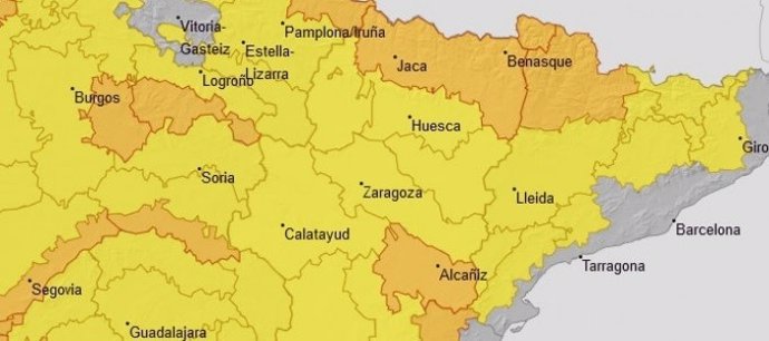 Anulado el aviso naranja por nevadas este jueves en la Ribera del Ebro, que pasa a ser amarillo.