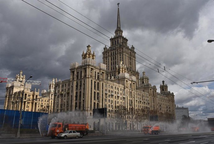 Trabajos de desinfección en Rusia durante la pandemia de coronavirus