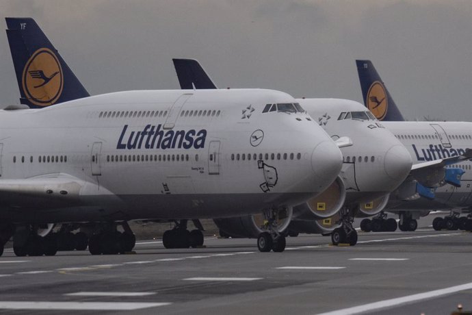 Lufthansa aircraft at airport in Frankfurt