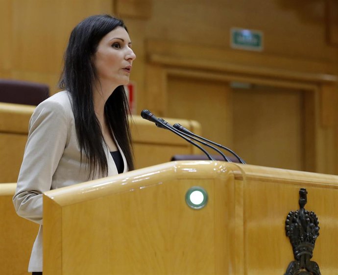 Lorena Roldán, 'número dos' del PP por Barcelona para las elecciones catalanas de 2021 y exportavoz de Ciudadanos en el Senado y en el Parlament de Cataluña, durante una intervención en la Cámara Alta.