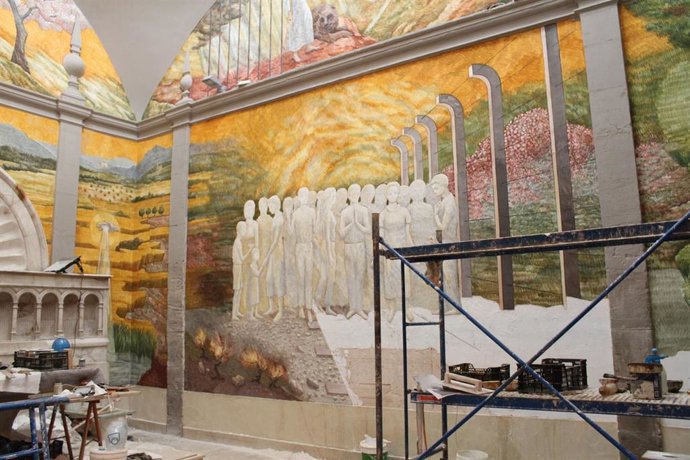 Pintura al fresco de Josep Minguell en Santa Coloma de Queralt