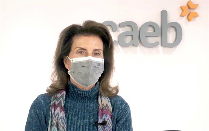 La presidenta de la Confederación de Asociaciones Empresariales de Baleares (CAEB), Carmen Planas, durante una rueda de prensa.