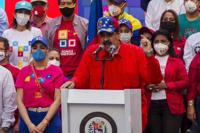 Nicolás Maduro en un acto de campaña electoral en Caracas