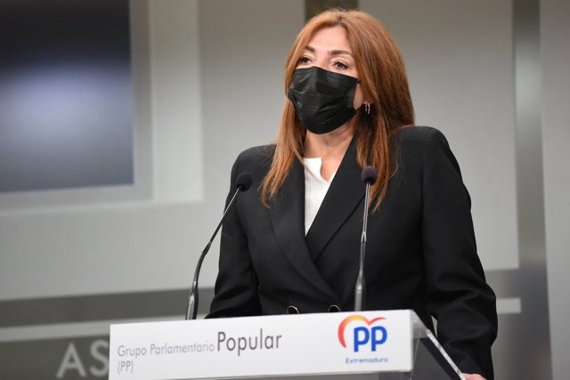 La portavoz de Educación del PP en la Asamblea, Pilar Pérez, en rueda de prensa sobre la vuelta a las clases tras las Navidades