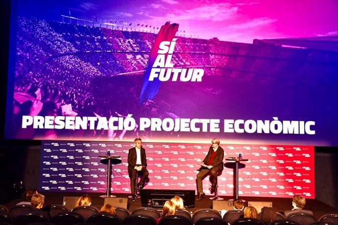 Presentación del proyecto económico de 'Sí al Futur', precandidatura que lidera el precandidato a las elecciones presidenciales del FC Barcelona Víctor Font