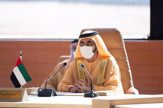 El primer ministro y vicepresidente de Emiratos Árabes Unidos (EAU), Mohamed bin Rashid al Maktum durante una cumbre del Consejo de Cooperación para los Estados Árabes del Golfo (CCG) en Arabia Saudí