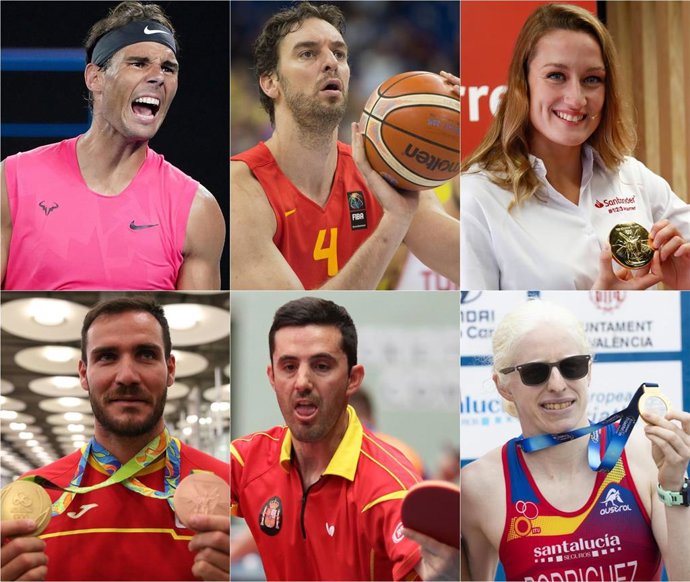 Rafa Nadal, Pau Gasol, Mireia Belmonte, Saúl Craviotto, José Manuel Ruiz y Susana Rodríguez