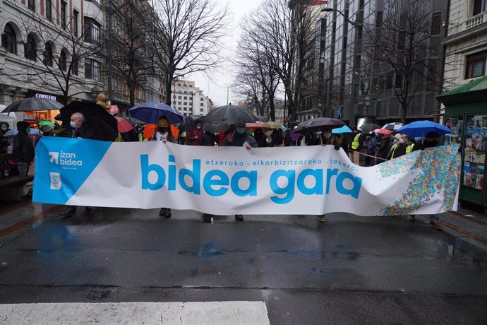 Imagen de la manifestación de este sábado en Bilbao realiza por Sare