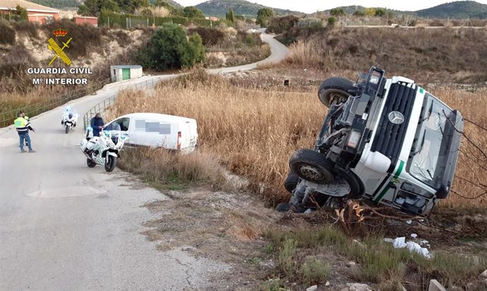 Imagen del accidente sufrido por el camionero investigado