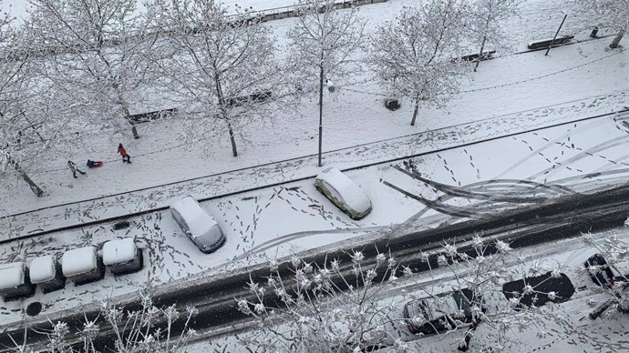 Nevadas registradas en Lleida a causa del temporal 'Filomena'.