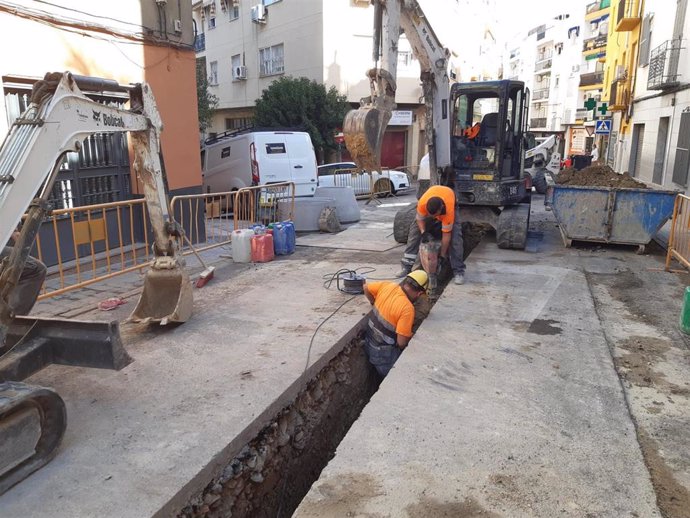 Obras en la calle Menéndez Pelayo de Jaén