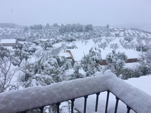 El municipio de Horta de Sant Joan (Tarragona) tras las nevadas del temporal 'Filomena'.