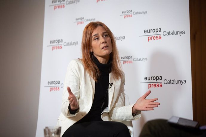 La candidata d'En Comú Podem a la Presidncia de la Generalitat de Catalunya, Jéssica Albiach, durant una Trobada Digital d'Europa Press, a Barcelona, Catalunya (Espanya), a 11 de gener de 2020. 